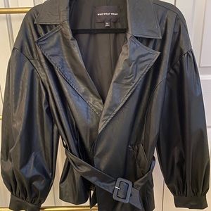 WHOWHATWEAR belted leather jacket